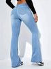 Women's Clothing Supply New Style Washed Creative Tie Dyed High Waist Elastic Hip Lifting Versatile Ladies Denim Trousers_ecoleips.com