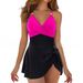 Women's Clothing Thick Suspender Swimsuit Dress Deep V Cross Side Straps Bow Swimsuit One Piece Dress_ecoleips.com
