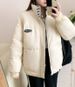 Women's Nylon Puffer Jacket – Slim-Fit Quilted Coat With Stand Collar For Urban Commuting (White/Black/Taupe, S-XXL)_ecoleips.com