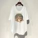 Women's UV Protection Neck T-Shirt Loose Fit Mid-Length Short Sleeve Korean Fashion Slimming Tummy Concealing Summer Style For Plus Size_ecoleips.com