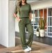Women's Casual Suit Solid Color Ribbed Texture T-Shirt And Elastic Waist Trousers Spring/Summer New Arrival Comfortable Pant Set_ecoleips.com