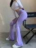 Solid-colored Form-fitting Athletic Pants For Women Slim-fit, Flared Legs Casual Versatile Perfect For A Sultry Look._ecoleips.com