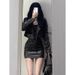 Women's Autumn New Style Hot Girl Short Leather Jacket Coat Camisole Slim Fit Bodycon Dress Trendy_ecoleips.com