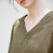 Linen V Neck Raglan Long Sleeve Shirt Yarn Dyed Woven Texture Loose Cocoon Shape Vintage Style Spring Arrival Women's Top_ecoleips.com