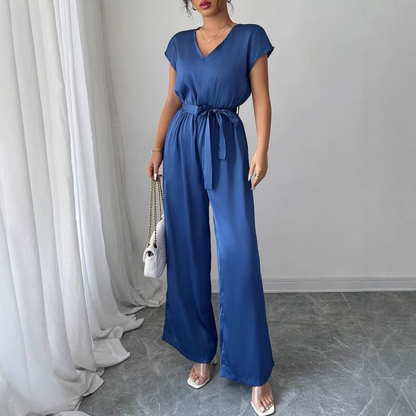 Women's Clothing Simple Fashion Style Deep V High End Wide Leg Jumpsuit Women's Clothing Spring And Summer_ecoleips.com