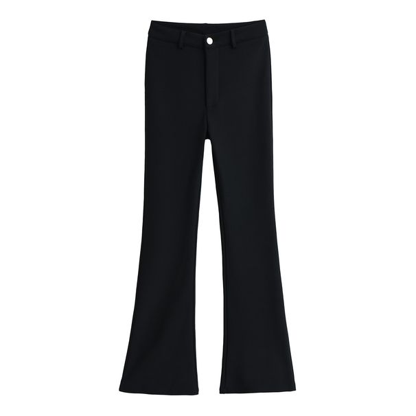 Women's Fleece-Lined Flared Trousers – Low Waist Slim Straight Leg Pants, Soft & Warm Winter Casual Pants_ecoleips.com