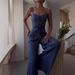 Women's Clothing summer new pure desire sexy hollow strap top casual wide leg pants suit_ecoleips.com