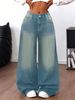 Women's Vintage Washed Distressed Jeans – Oversized Wide-Leg High Waist Denim Pants (XS-XXL)_ecoleips.com