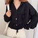 American-style Spring And Autumn Women's Hooded Casual Jacket, Loose-fitting, Drawstring, Short, Slimming Cardigan,_ecoleips.com