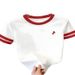 Women's Contrast Color Print T-Shirt Loose Fit Short Sleeve round Neck Casual Top for Daily Wear_ecoleips.com