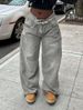 Women's Light Gray Straight Leg Jeans Non-Stretch Washed Retro Spring/Autumn Regular Fit Solid Color Denim_ecoleips.com