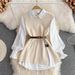 Women's Clothing Spring And Autumn Long Sleeved Suit White Shirt Sweater Vest Age Reducing Loose Knitted Vest Shirt Two Piece Suit For Women_ecoleips.com