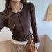 Women's Clothing Long Sleeve T-Shirt Round Neck Faux Two Piece Base Shirt High End Brushed Top For Autumn Winter Regular Fit_ecoleips.com