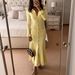 Elegant Collar Slim Fit Knit Dress For Women - Solid Color A-Line Long Sleeve Dress For Autumn & Winter (Yellow, Black, White)_ecoleips.com
