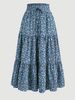 Versatile, Slimming Floral Dress; European-Style Bohemian A-Line Skirt; Flowing, Swinging Layered Tiered Skirt_ecoleips.com