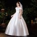 Off-Shoulder Satin Main Wedding Dress 2025 New Bride Elegant Slimming Mid-Waist Simple Court Mori Style Super Fairy_ecoleips.com