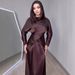 Elegant Long-Sleeve Dress Set – Winter Two-Piece Outfit With High Waist & Flowy Hem, Soft Polyester Blend For Office & Evening (S-Xxl, Deep Brown)_ecoleips.com