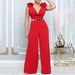 V-Neck Wide Leg Jumpsuit - Sexy High Collar & Sleeveless Design (European & American Style, Solid Color, Comfortable & Chic)_ecoleips.com