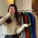 girl Autumn Winter New Year Christmas Red Sweater Women Short Pullover Loose Fit Outerwear Lazy Style Thickened High Neck_ecoleips.com