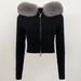 Women's Hooded Zip-Up Cardigan With Detachable Fur Trim - Stylish Winter Pullover For Casual & Office Wear_ecoleips.com