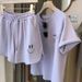 Smiley Face Short Sleeve Top And Shorts Set, Casual Summer Two-Piece Outfit For Women, Comfortable Loungewear_ecoleips.com