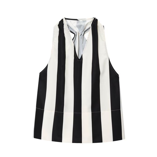 Aria Basics Aria Basics Z Cross-Border European And American Style French Retro V-Neck Camisole For Women, New Summer Casual Sleeveless Striped_ecoleips.com