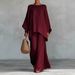 Women's Clothing Elegant Simple Loose Solid Color Shirt Wide Leg Pants Set American Fashion_ecoleips.com