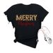 Merry Christmas Tree Santa Claus Plus Size Casual White T-Shirt With Simple Lettering Short Sleeve For Women_ecoleips.com