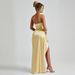 Women's Clothing Summer New Oblique Collar Slit Sleeveless Women's Sexy Slim Evening Dress_ecoleips.com