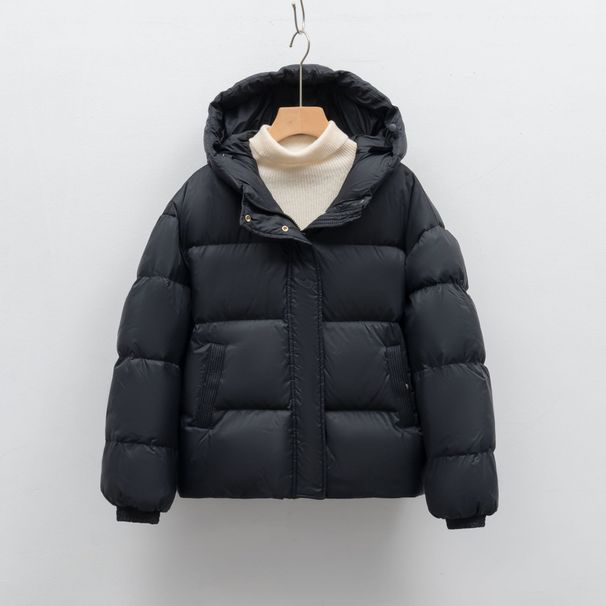 girl Girl Girl Pinghu Chixin Jacket Loose White Duck Down Solid Color Simple Hooded Women's New Winter Warm Thickened Coat_ecoleips.com