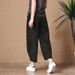 Suitable For All Seasons Petite Cotton Wide-Leg Women 2024 Summer New Loose Plus Size Versatile Linen Cropped Casual Pants For Outerwear_ecoleips.com