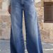 K New Retro Wide Leg Jeans For Women, Embroidered Elastic Straight Leg Pants, Casual Pants_ecoleips.com