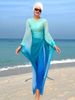 Women's Clothing Muslim Women's Conservative Long Sleeve Gradient Color Swimsuit Loose Polyester Beachwear Suitable For Swimming And Water Sports_ecoleips.com