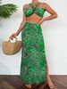 New Three Piece Women's Swimsuit Set Leopard Print Hollow Out Long Skirt Bikini Swimwear_ecoleips.com