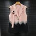 Statement Blazer Vest With Sequins & Fringe, Color-Block Office Wear For Women, Trendy A-Line Spring Summer Jacket_ecoleips.com