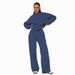 Women's Clothing Color Loose Long Sleeve Round Neck Women's Fashion Casual Wide Leg Pants Set_ecoleips.com