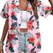 2025 Women's Summer Hawaiian Shirt Soft Cool Floral Tropical Print Button-Up V_ecoleips.com