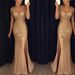 Women's Clothing Summer New Sexy Slit Sequin Dress Long Skirt Evening Dress_ecoleips.com