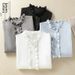 Women's Clothing Artistic Cotton Long Sleeved Shirt Ruffled Collar Loose Fit Spring Top New Style 2026_ecoleips.com