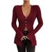 Voya Women's French Sexy Style V-neck T-shirt With Spring And Summer Long Sleeves And Exposed Navel Design, As Well As A Base Shirt And Top For_ecoleips.com