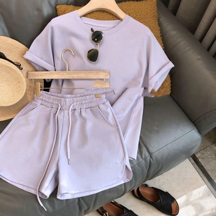 Women's Clothing Summer Suits Leisure Short Sleeved Shorts Sports Comfortable Two Piece Suit_ecoleips.com