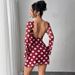 Women's Sexy Polka Dot Backless Mesh Mini Dress With Flared Sleeves – Summer & Spring Fashion Breathable Comfort_ecoleips.com