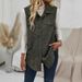 Women's Clothing Detail Button Stylish Corduroy Vest With Flap Detail Buttons - Casual Commuter Layering Piece For All Seasons (Olive Green, S/M/L/XL)_ecoleips.com