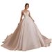 Women's Clothing Elegant Satin A-Line Wedding Dress With Lace Detailing – High Waist Bridal Gown For Boho & Classic Brides (White/Ivory, Sizes 2-16)_ecoleips.com