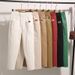 "Women's Straight Leg Casual Pants Mid-Rise Cotton Linen Blend Comfortable Spring Summer Trousers For Petite & Plus Size"_ecoleips.com