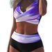 Aria Basics Women's Cross-Border Sexy European And American Hot Girl Striped Print Two-Piece Bikini Swimsuit_ecoleips.com