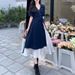 Women's Clothing Fashion Two Piece Short Sleeved Dress Long Meat Covering Loose French Long Skirt_ecoleips.com