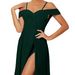 Women's Clothing new style daily elegant off shoulder slit thigh dress bridesmaid dress birthday party dress_ecoleips.com