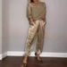 Women's Clothing Autumn Spring Collection Solid Color Satin Fabric Three Quarter Sleeve Top Women's Two Piece Set_ecoleips.com