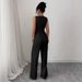 Summer Women's Solid Color Sleeveless Slim Fit Vest High Waist Casual Pants Two Piece Set New_ecoleips.com